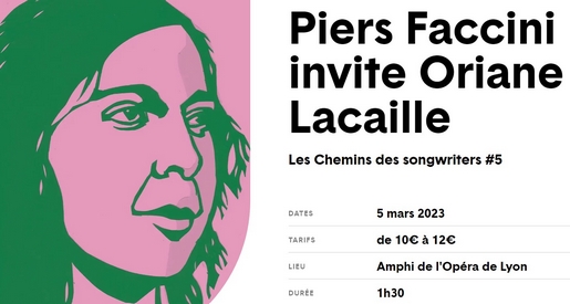 Piers Faccini invite Oriane Lacaille - Opéra de Lyon