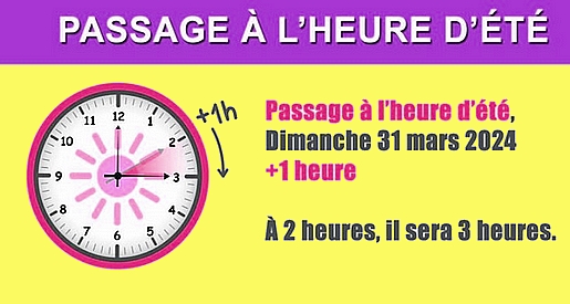 Heure d'été 2024 - Dimanche 31 mars