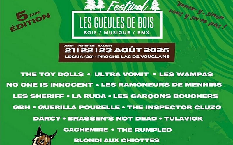 Les gueules de bois 2025 - Festival de musique et de compétition bmx à Légna dans le Jura